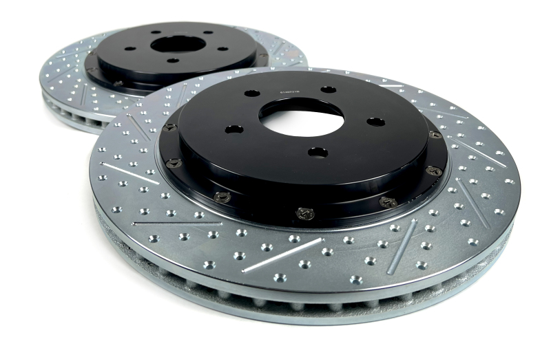 Chevrolet Corvette Stingray Brake Rotor (2) - Rear - Baer Brakes - Eradispeed+ 2-Piece Slot & Drilled - Black Anodized - `14-`19